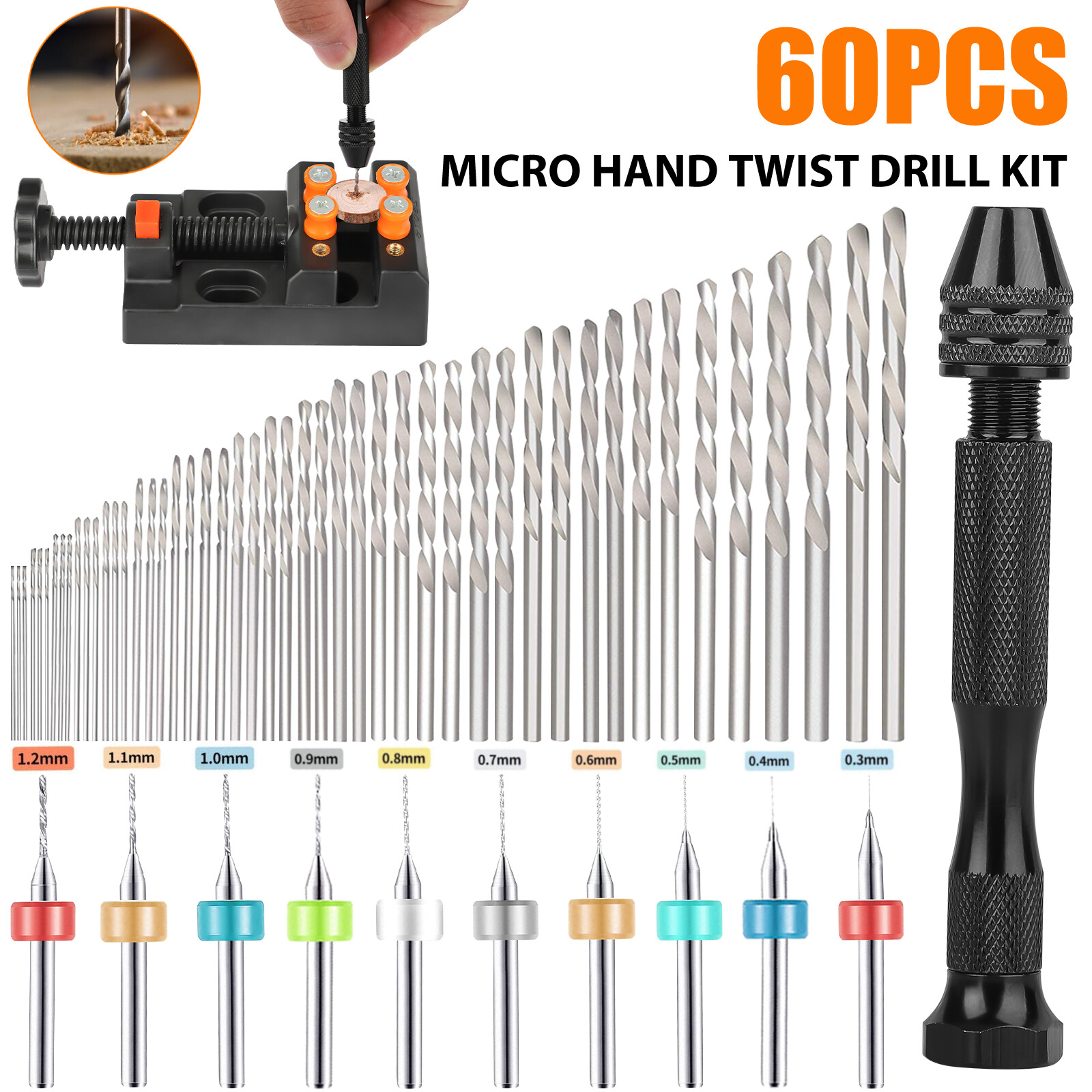Pin Vice Micro - Conjunto de 60 Brocas Mini Micro